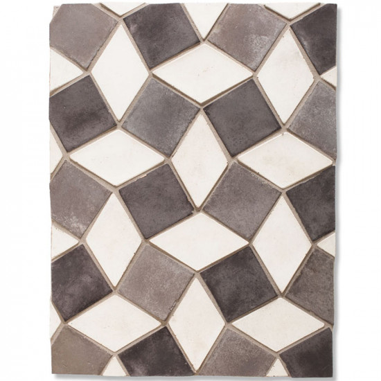 Arto 3x3 3x5 Mini Diamond Signature Concrete Tile - Montage Gray