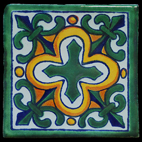Hand Painted Tiles Casa Flor De Liz Verde 3217