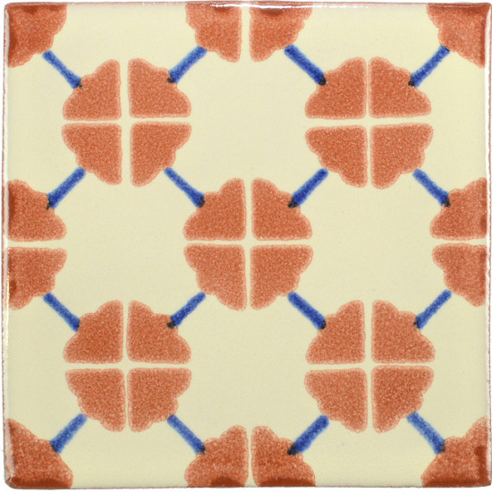 Clover Brown/Blue Decorative Talavera Blanco