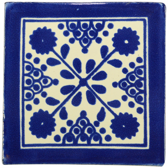 Damasco Blue Decorative Talavera Blanco