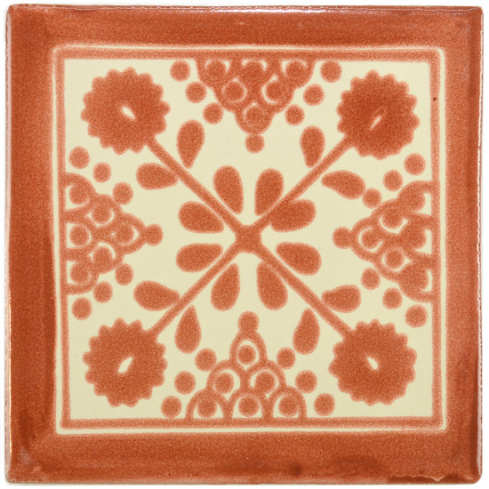 Damasco Brown Decorative Talavera Blanco