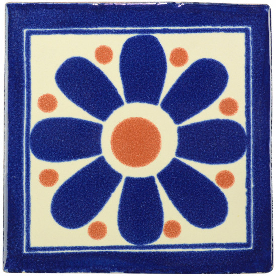 Daisy May Blue/Brown Decorative Talavera Blanco