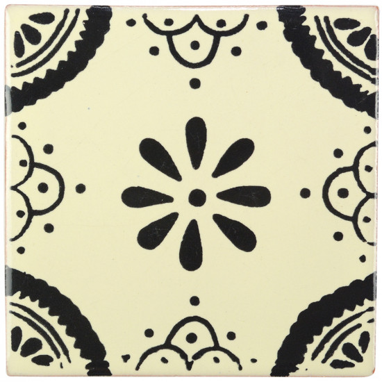 Madrid Black Decorative Talavera Blanco