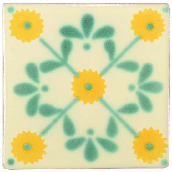 Margarite Green/Yellow Decorative Talavera Blanco