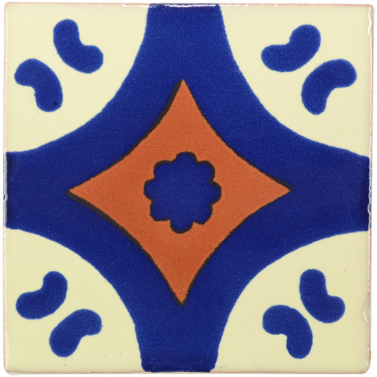 Puebla Blue/Brown Decorative Talavera Blanco