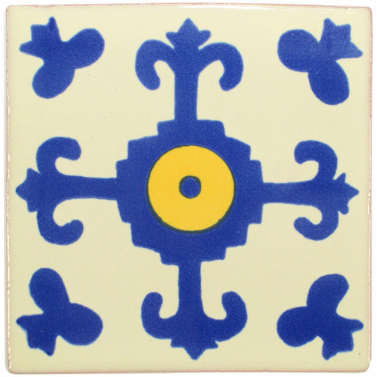 Valencia Blue/Yellow Decorative Talavera Blanco