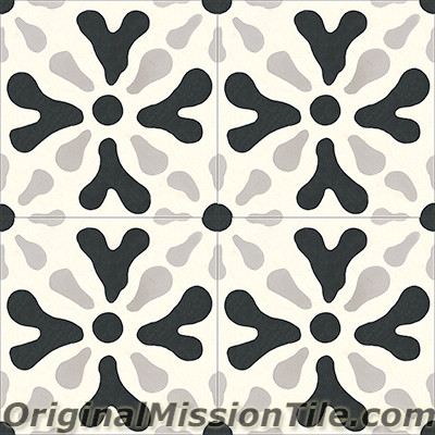Original Mission Tile Cement Santa Barbara Ablitt Flower - 8 x 8