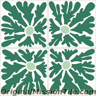 Original Mission Tile Cement Santa Barbara Dandelion - 8 x 8