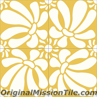 Original Mission Tile Cement Santa Barbara Echinacea - 8 x 8