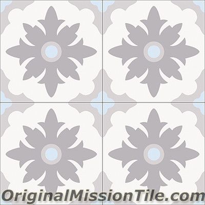 Original Mission Tile Cement Accent Flor Mexico - 8 x 8