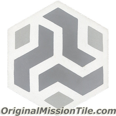 Original Mission Tile Cement Hexagonal Amy 02 - 8 x 8
