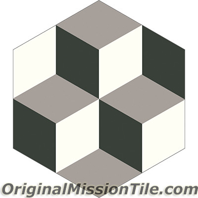 Original Mission Tile Cement Hexagonal Harlequin 01 - 8 x 8