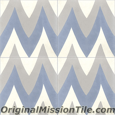 Original Mission Tile Cement Santa Barbara Leaf Zag - 8 x 8