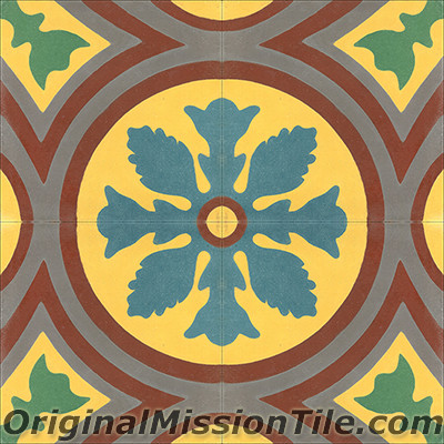 Original Mission Tile Cement Classic McNay Flower - 8 x 8