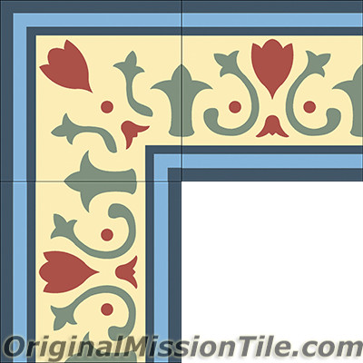 Original Mission Tile Cement Border Roche - 8 x 8