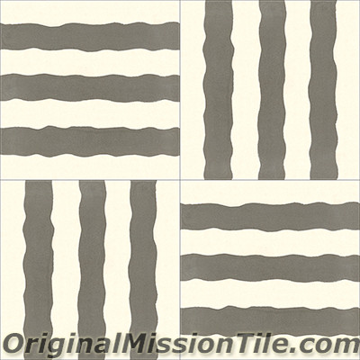Original Mission Tile Cement Santa Barbara Stripes - 8 x 8