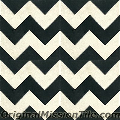 Original Mission Tile Cement Contemporary Zig-Zag II 01 - 8 x 8