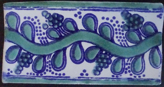 Guia Green/Blue Decorative Talavera Pure White Listello