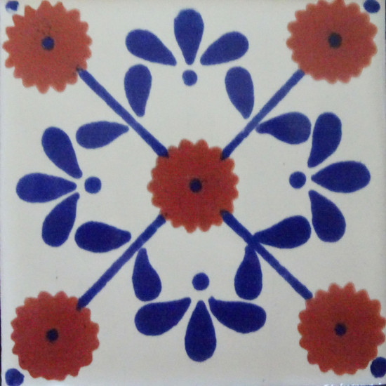 Margarita Blue/Brown Decorative Talavera Blanco