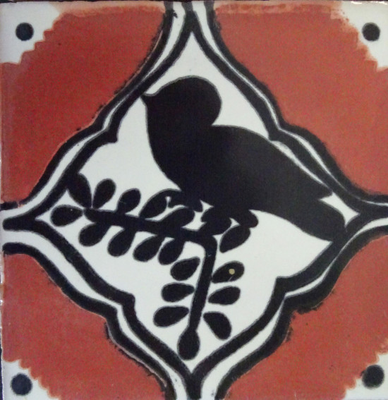 Pajaro Col. Brown/Black Decorative Talavera Blanco