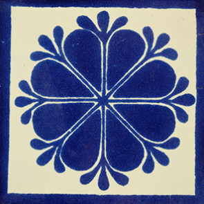 Hand Painted Tile Casa Amapola Azul con Marco 2309