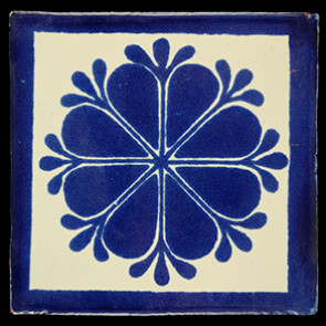 Hand Painted Tile Casa Amapola Azul con Marco 2309