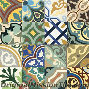 Original Mission Tile Cement Patchwork I - 8 x 8