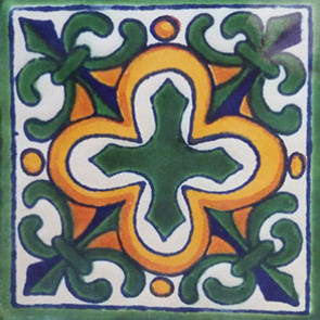 Hand Painted Tiles Casa Flor De Liz Verde 3217