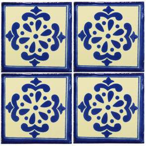 Anita Blue Decorative Talavera Blanco