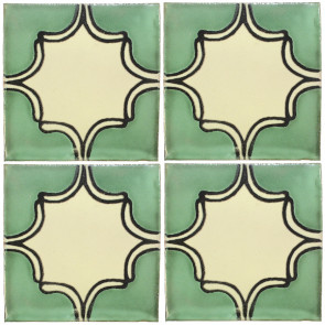 Arabesque Green/Black Decorative Talavera Blanco