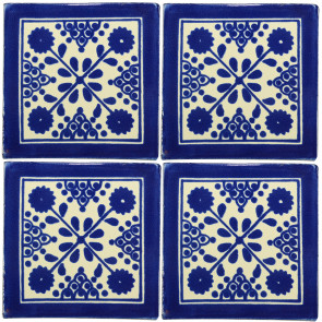 Damasco Blue Decorative Talavera Blanco