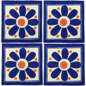 Daisy May Blue/Brown Decorative Talavera Blanco