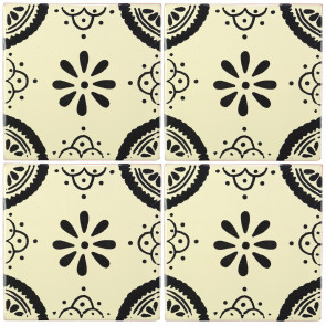 Madrid Black Decorative Talavera Blanco