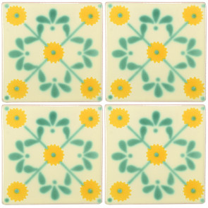 Margarite Green/Yellow Decorative Talavera Blanco