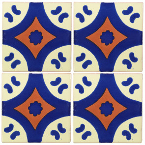 Puebla Blue/Brown Decorative Talavera Blanco