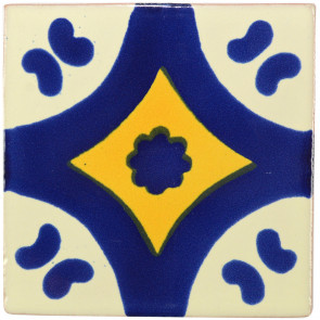 Puebla Blue/Yellow Decorative Talavera Blanco