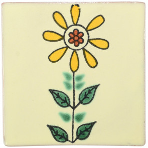 Sunflower Decorative Talavera Blanco