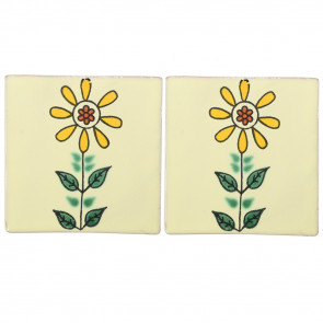 Sunflower Decorative Talavera Blanco