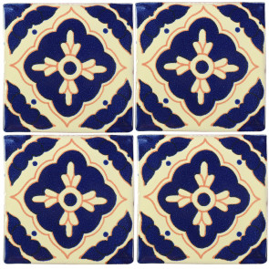 Toledo Blue/Brown Decorative Talavera Blanco