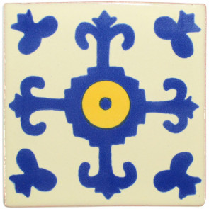 Valencia Blue/Yellow Decorative Talavera Blanco