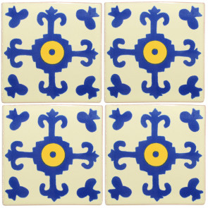 Valencia Blue/Yellow Decorative Talavera Blanco