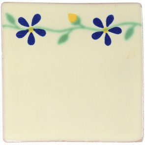 Violets Vine Blue Decorative Talavera Blanco