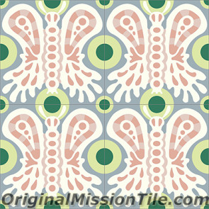 Original Mission Tile Cement Santa Barbara Butterfly - 8 x 8