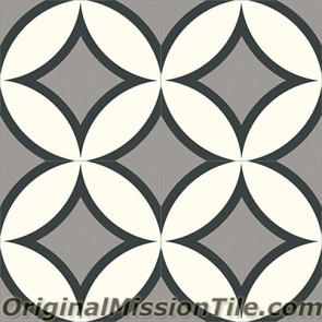 Original Mission Tile Cement Contemporary Circle II 02 - 8 x 8