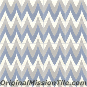Original Mission Tile Cement Santa Barbara Leaf Zag - 8 x 8
