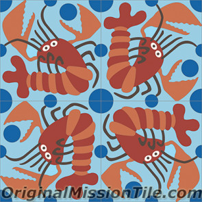 Original Mission Tile Cement Santa Barbara Lobster - 8 x 8