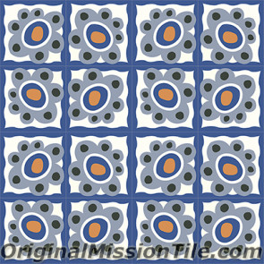 Original Mission Tile Cement Santa Barbara Mazzy Flower - 8 x 8