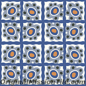 Original Mission Tile Cement Santa Barbara Mazzy Flower - 8 x 8