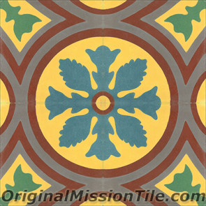 Original Mission Tile Cement Classic McNay Flower - 8 x 8