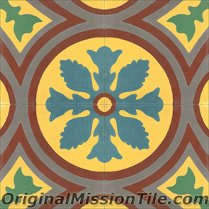 Original Mission Tile Cement Classic McNay Flower - 8 x 8